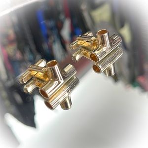 💕Beautiful Gold Tone Cufflinks Plumbing Pipes💕